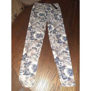One Size 2-12 Legging Depot Floral Leggings Athletic Casual Blue Grey Purple